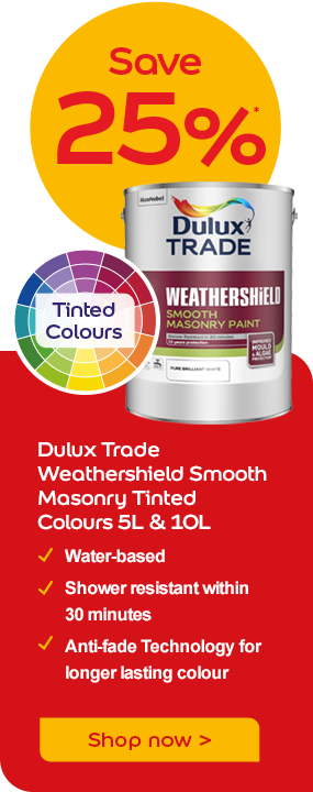 SAVE 25% on Dulux Trade Weathershield Smooth Masonry Tinted Colours